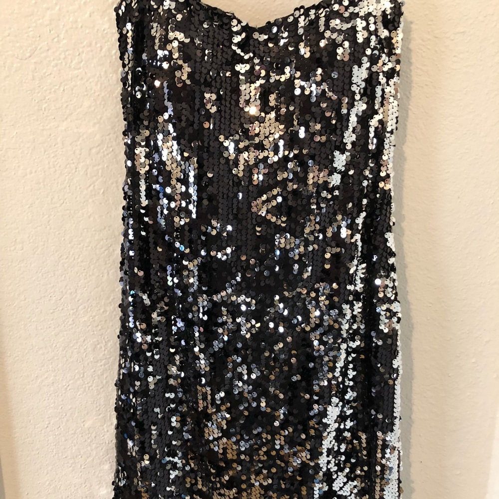 Strapless sequined dress